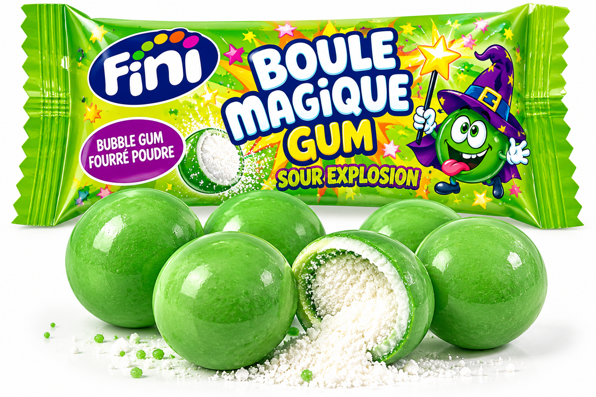 Chewing-gum Boule Magique Gum Sour Explosion 💚💥 – 1 sachet